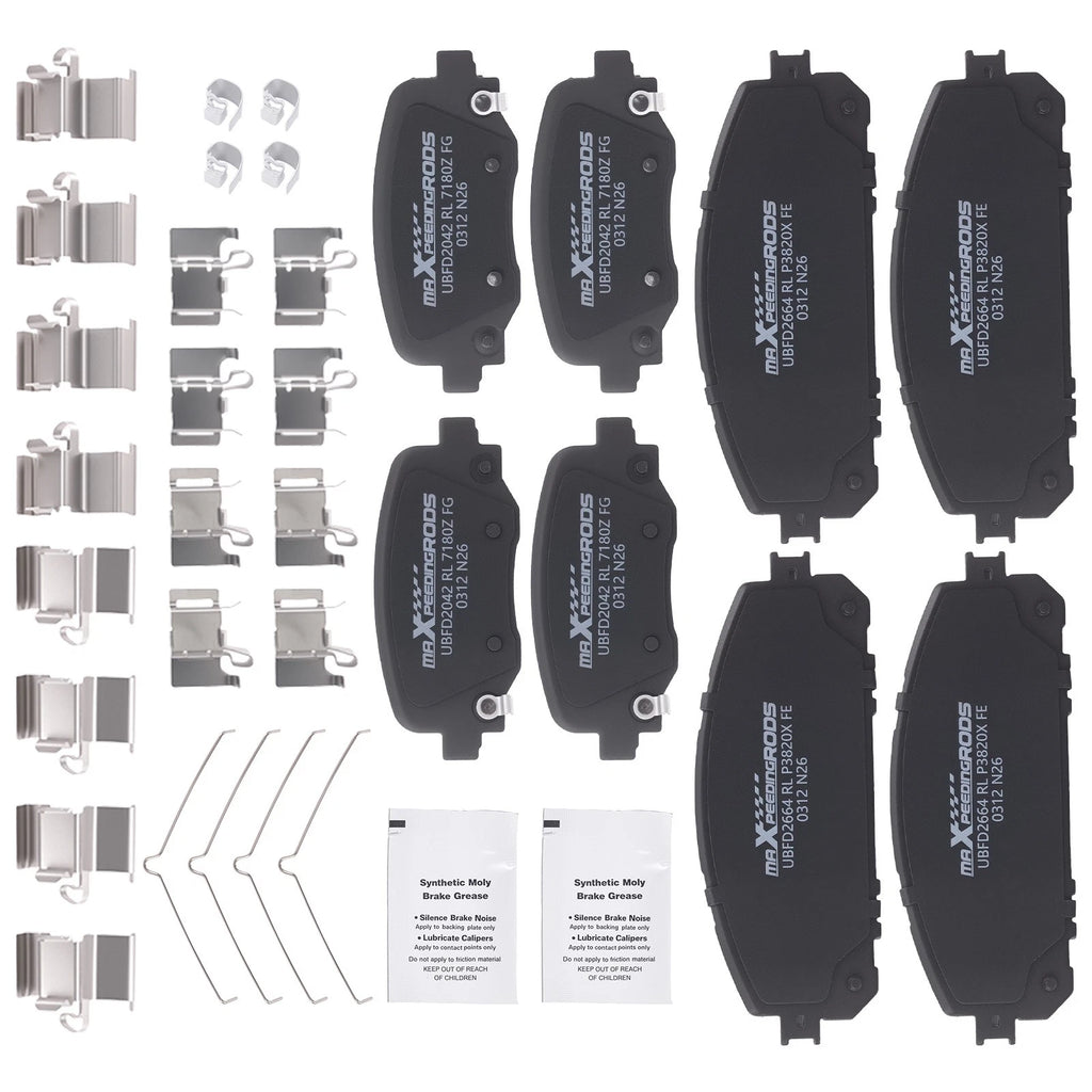 8pcs Ceramic Brake Pads Kit for Jeep Cherokee (2014–2022) w/Hardware