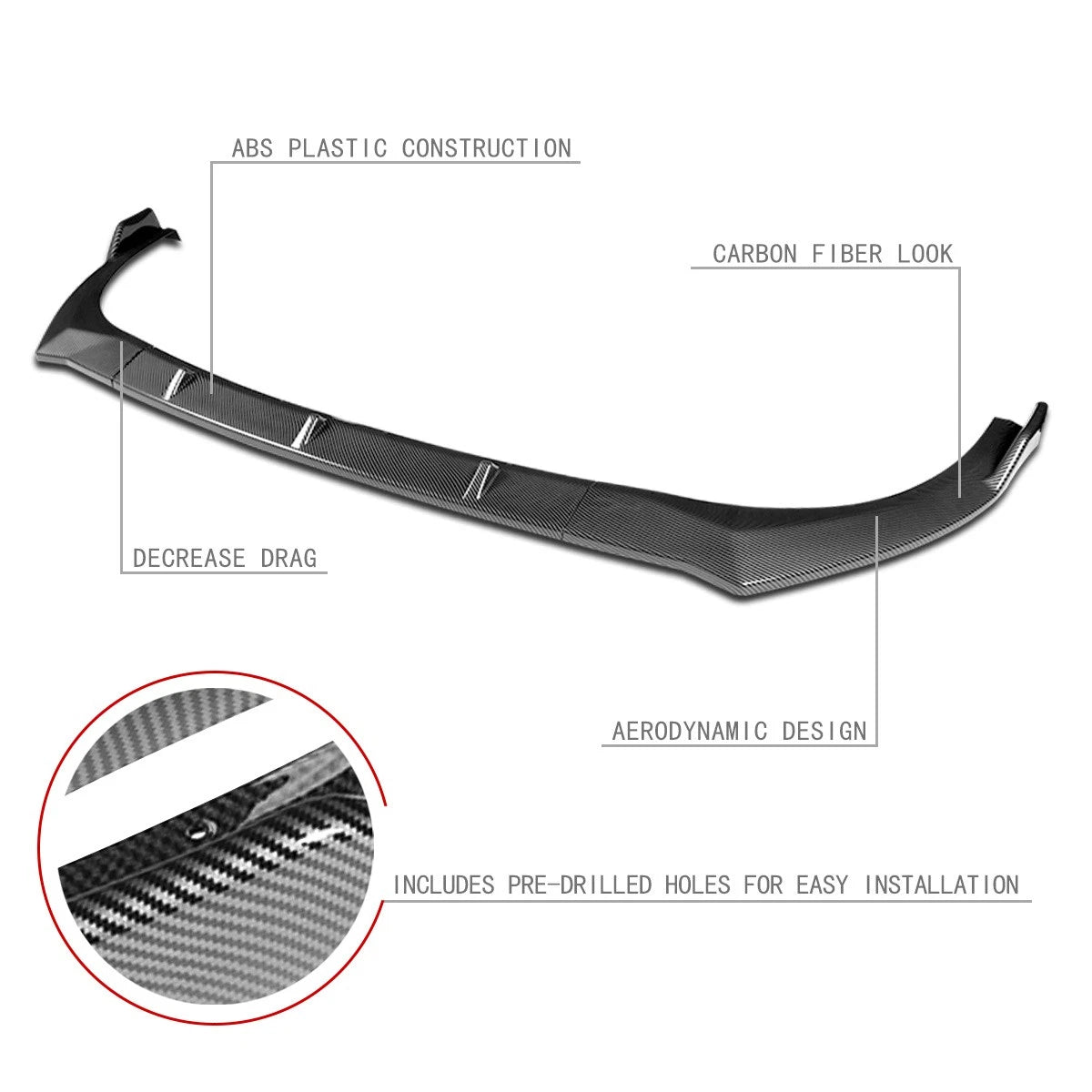 3Pc Front Bumper Lip Splitter Under Panel Diffuser for Elantra (2021–2022)