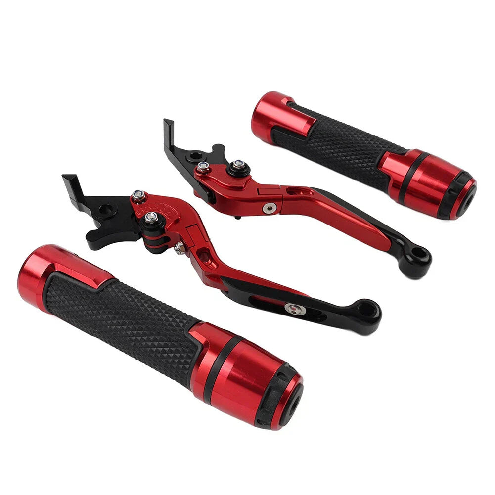 Red Extendable Brake Clutch Lever Grip Set for BMW R1200GS R1250GS (2013-2023)