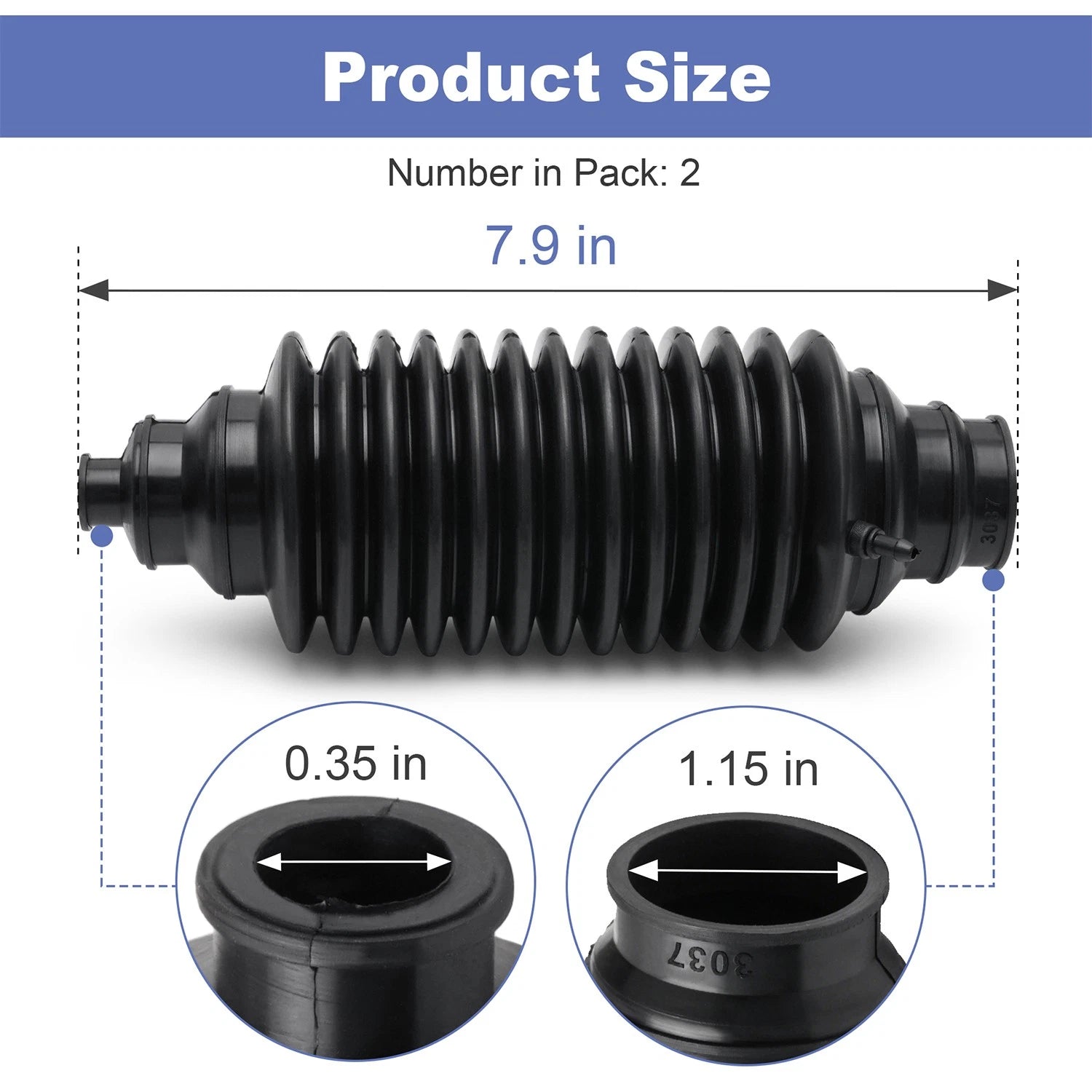 2X Steering Rack Boot Set for Universal Rack and Pinion (Inner Tie Rod)