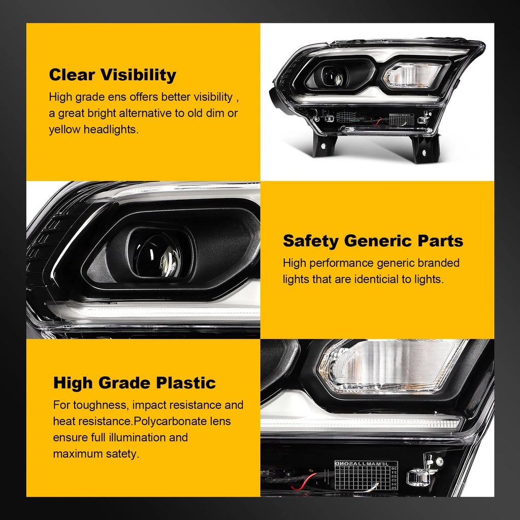 Pair of LED Headlights for Dodge Durango (2021–2024) Black Projector