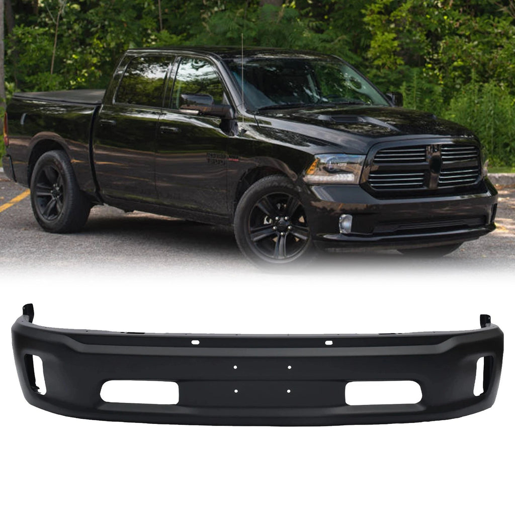 Black Steel Front Bumper for Dodge Ram 1500 (2013–2018) with Fog Light Holes