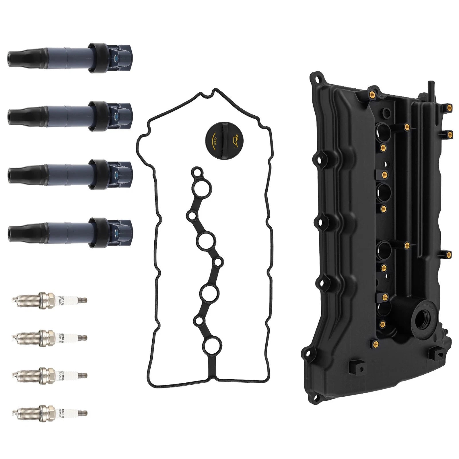 Valve Cover Set w/ 4 Ignition Coils for Hyundai Sonata (2011–2015) 22410-2G100