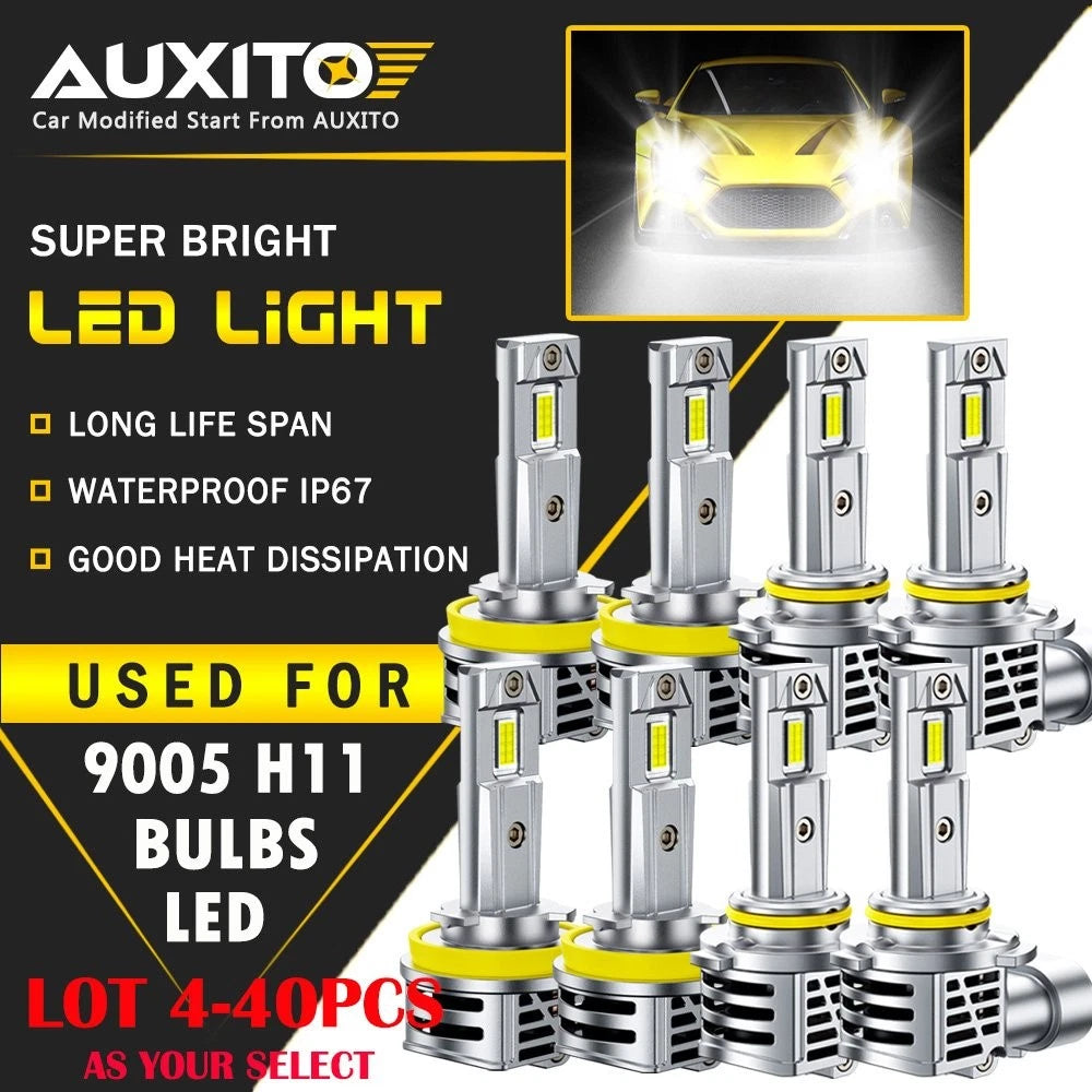 Set of 4 9005 + H11 LED Headlight Bulbs 6500K White 60000LM for Universal