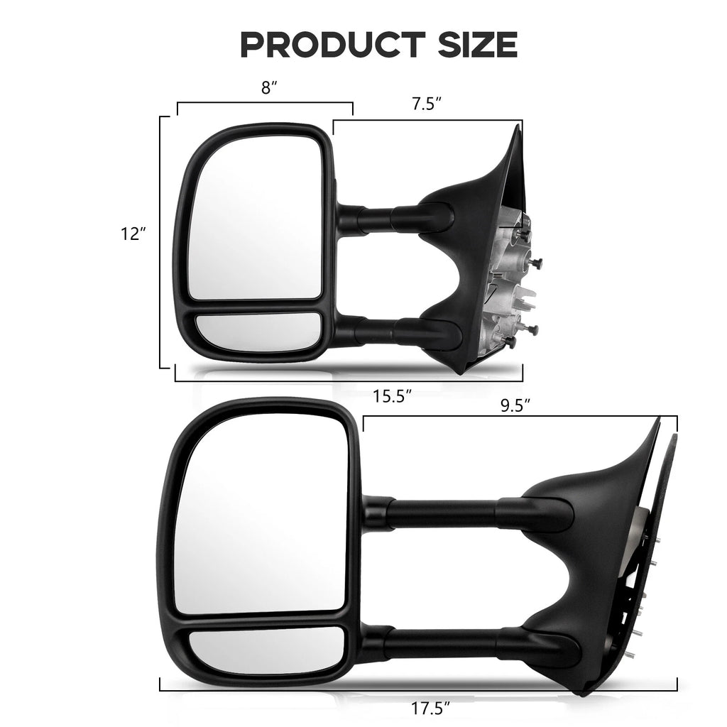 Set of 2 Telescoping Towing Mirrors for Ford F250-F550 Super Duty (1999–2016)
