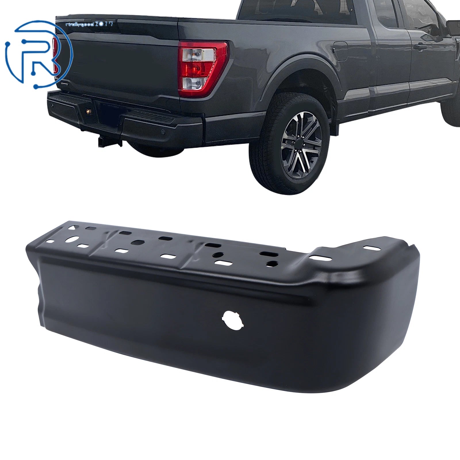 Right Rear Bumper End for Ford F-150 (2021–2023) - Paintable, Park Assist