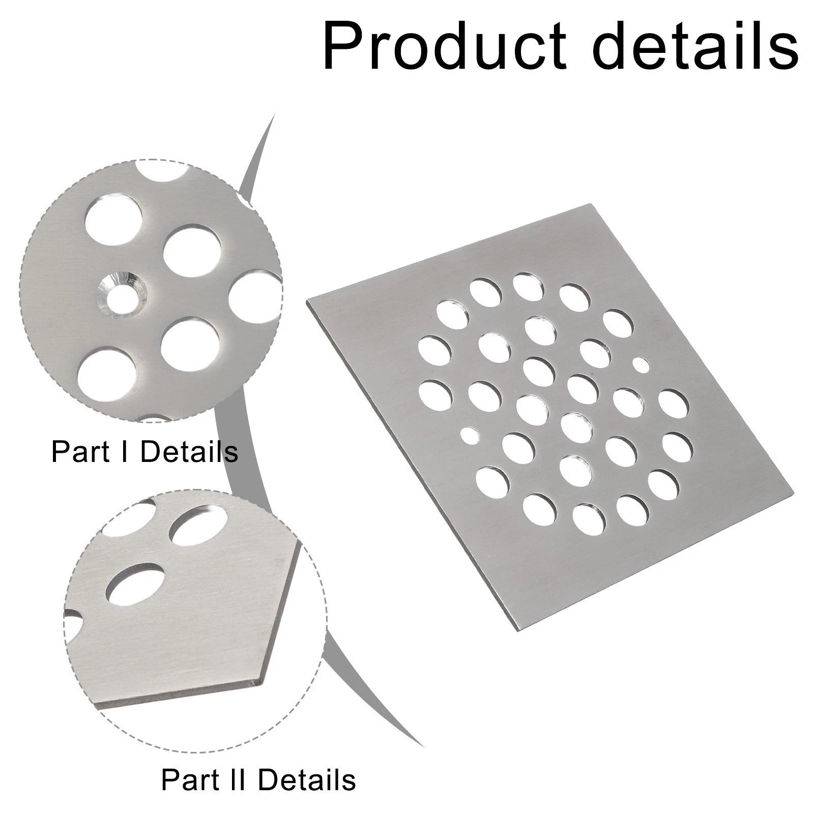 Square Floor Drain Cover for 4 Inch Drains (304 Stainless Steel)