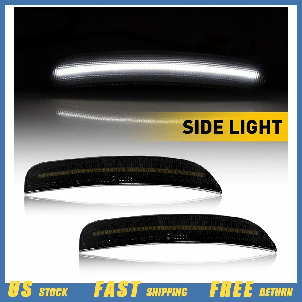 White LED Side Marker Light Lamps for Chrysler 300 (2015–2023) Smoked Lens