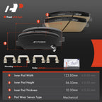 Set of 4 Front Side Ceramic Brake Pads for Kia Forte (2014)