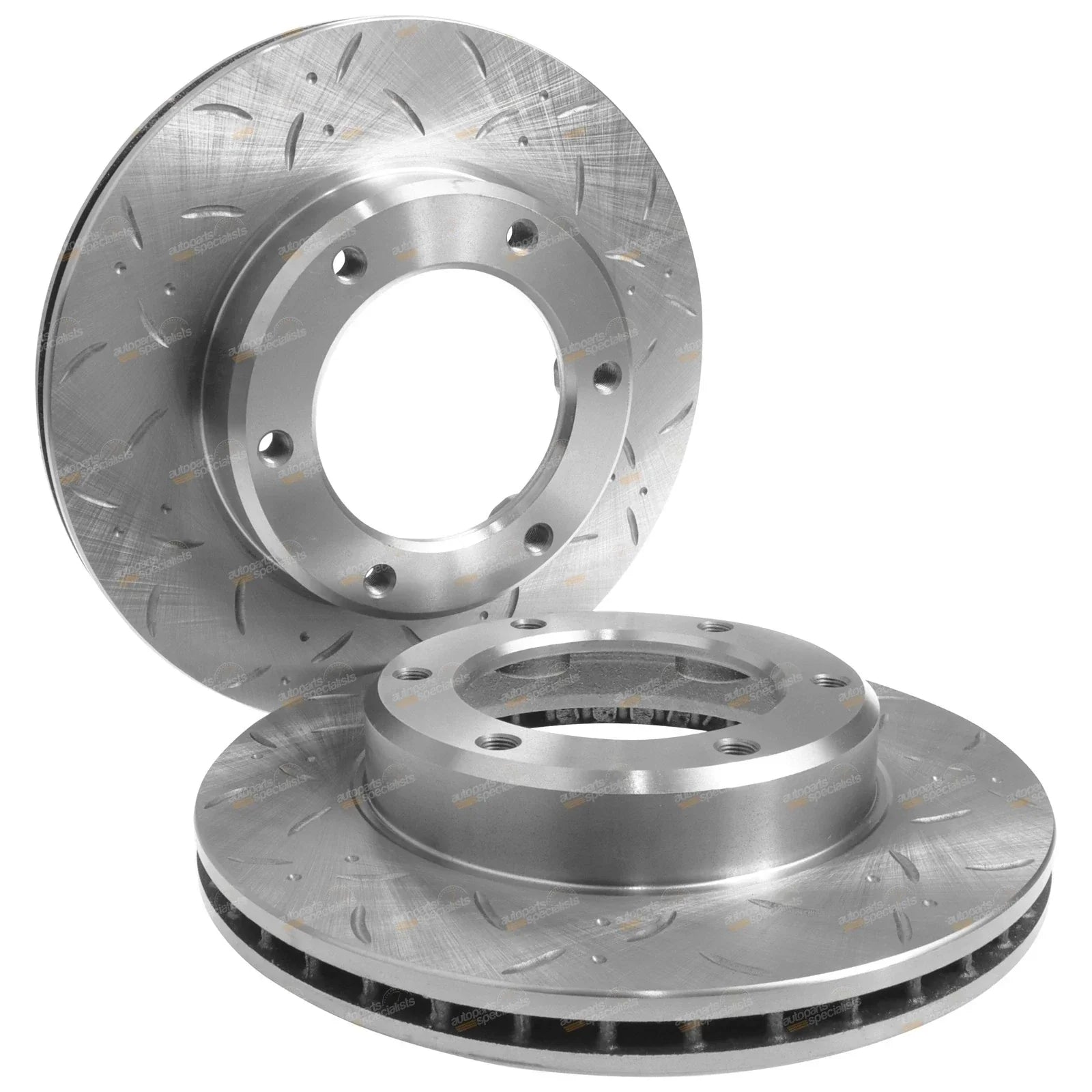 2 x Front Drilled + Slotted Disc Rotors + Brake Pads for Toyota 80 Series