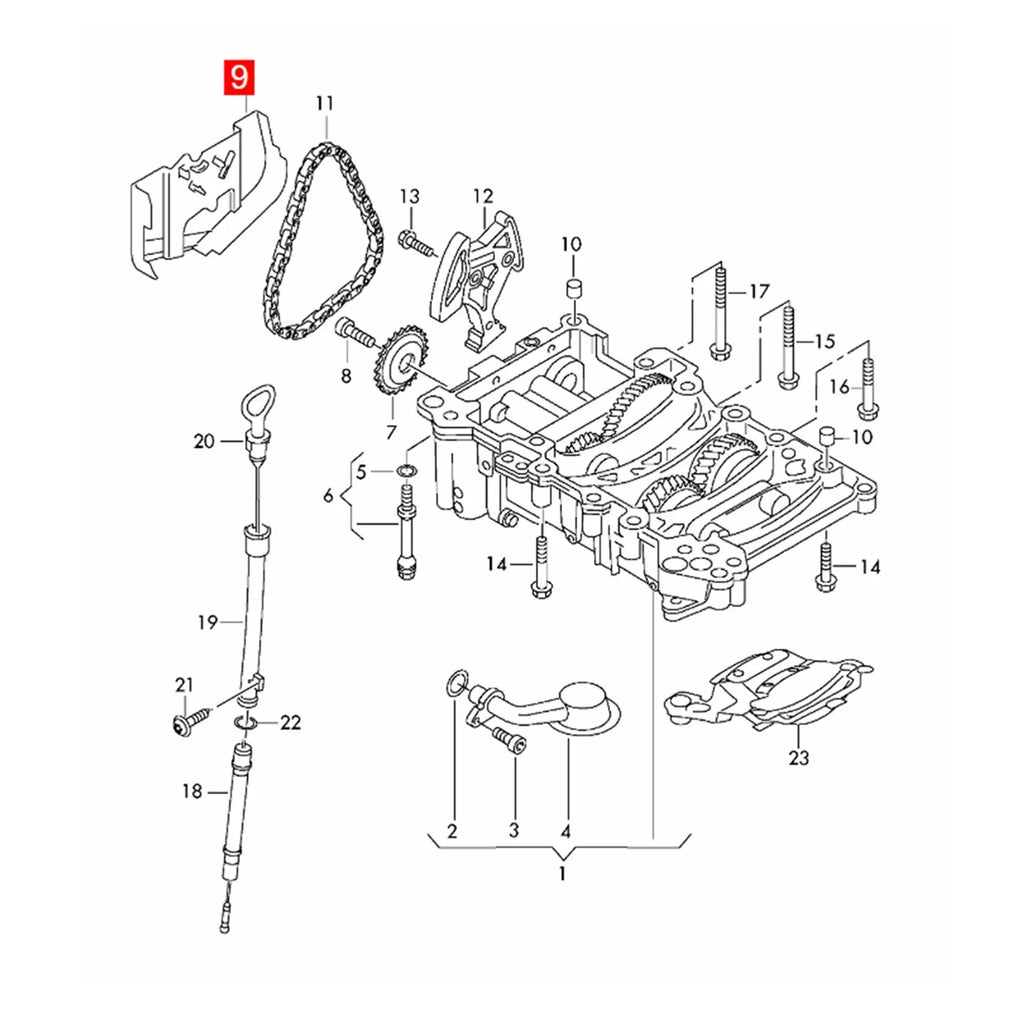 Engine Oil Pump Chain Cover Shield for VW Golf MK5 MK6 2.0L/2.0T (2006–2014)