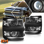 Projector Headlights for Chevy Silverado 2500HD/3500HD (2015–2019) Black/Clear