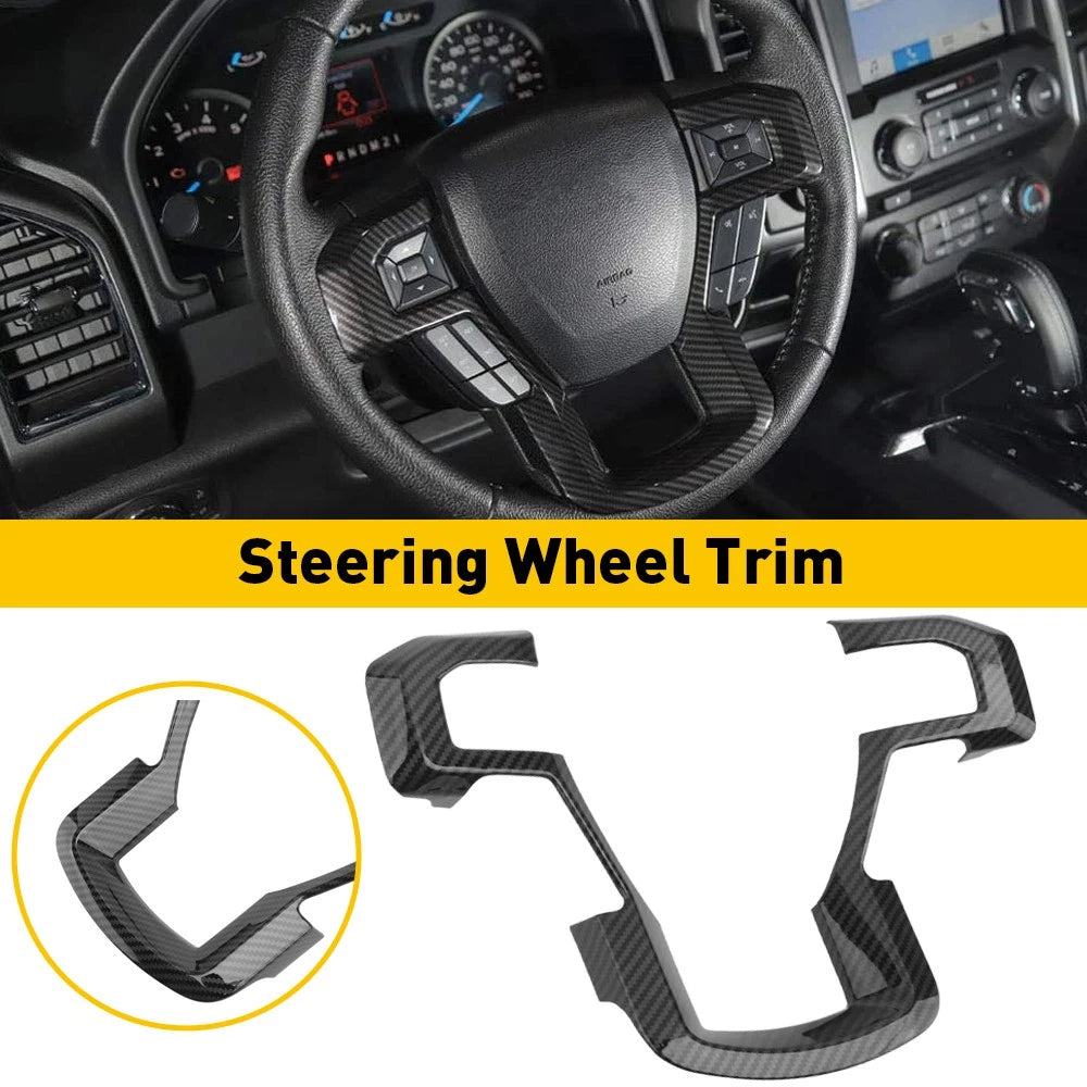 Steering Wheel Cover Trim for Ford F150 (2015–2020) Carbon Fiber
