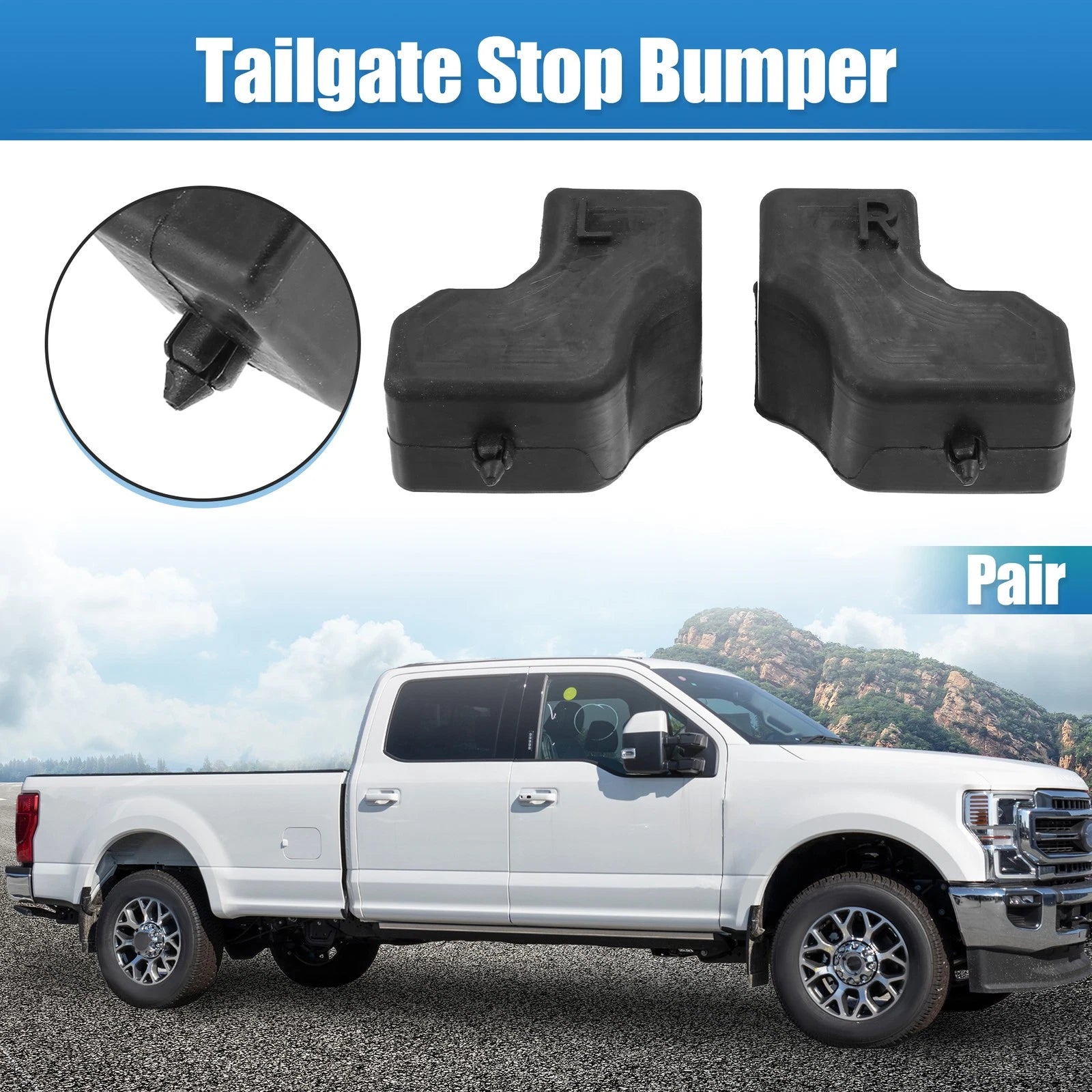 1 Pair Tailgate Upper Rubber Bushing Bumper for Ford (2011–2016) HC3Z-99439A00-A