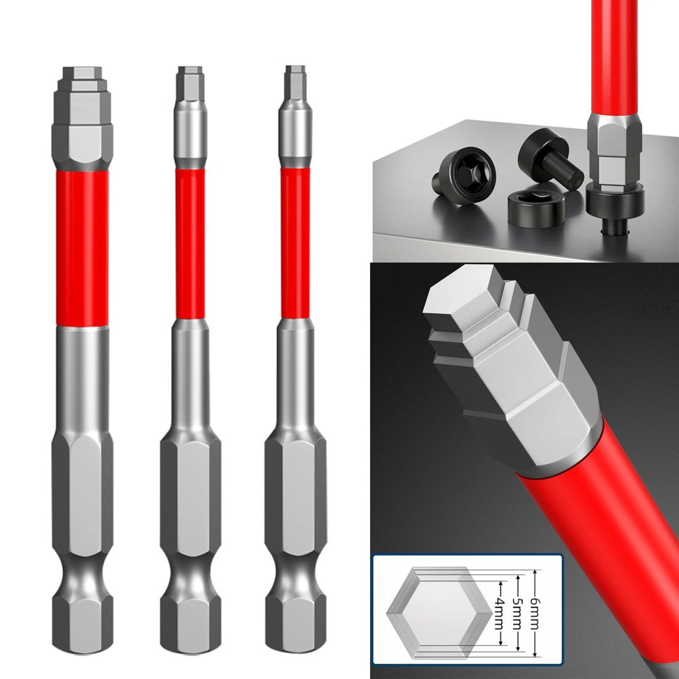 Screwdriver Bits Set of 2 Hex Shank 65mm 100mm for Manual Drills