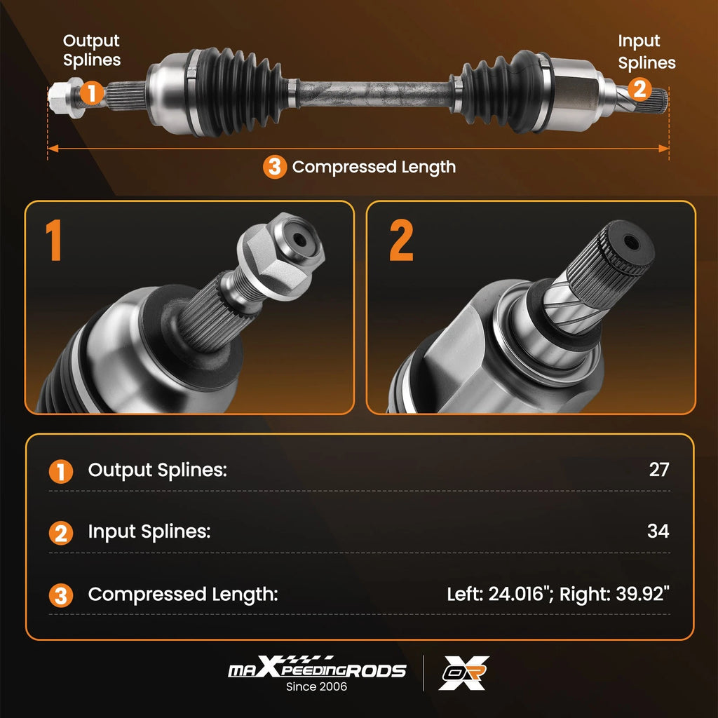 2X CV Axle Shafts Assembly for Ford Focus (2012–2018) L4 2.0L Front Left+Right