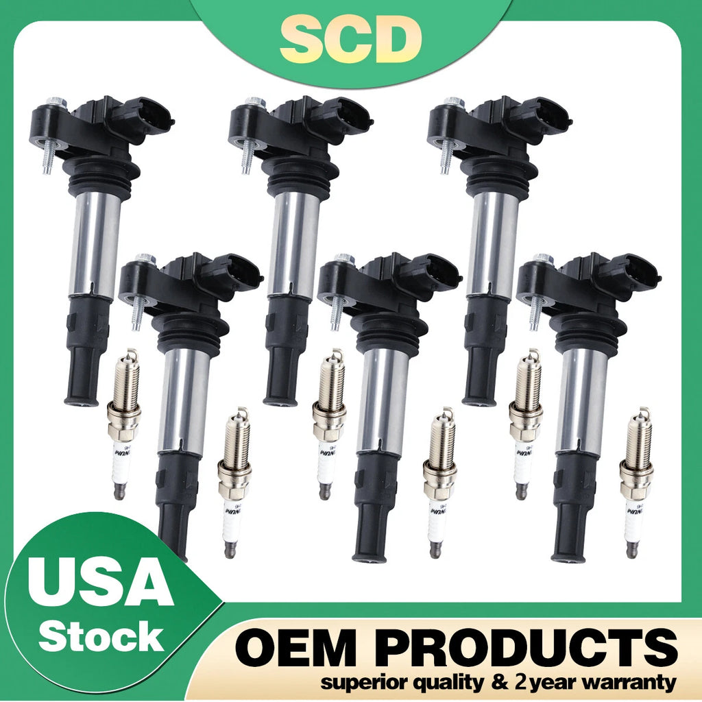 6X Ignition Coil + 6X Spark Plug for Cadillac STS GMC Acadia Buick Enclave (2005–2017) UF375