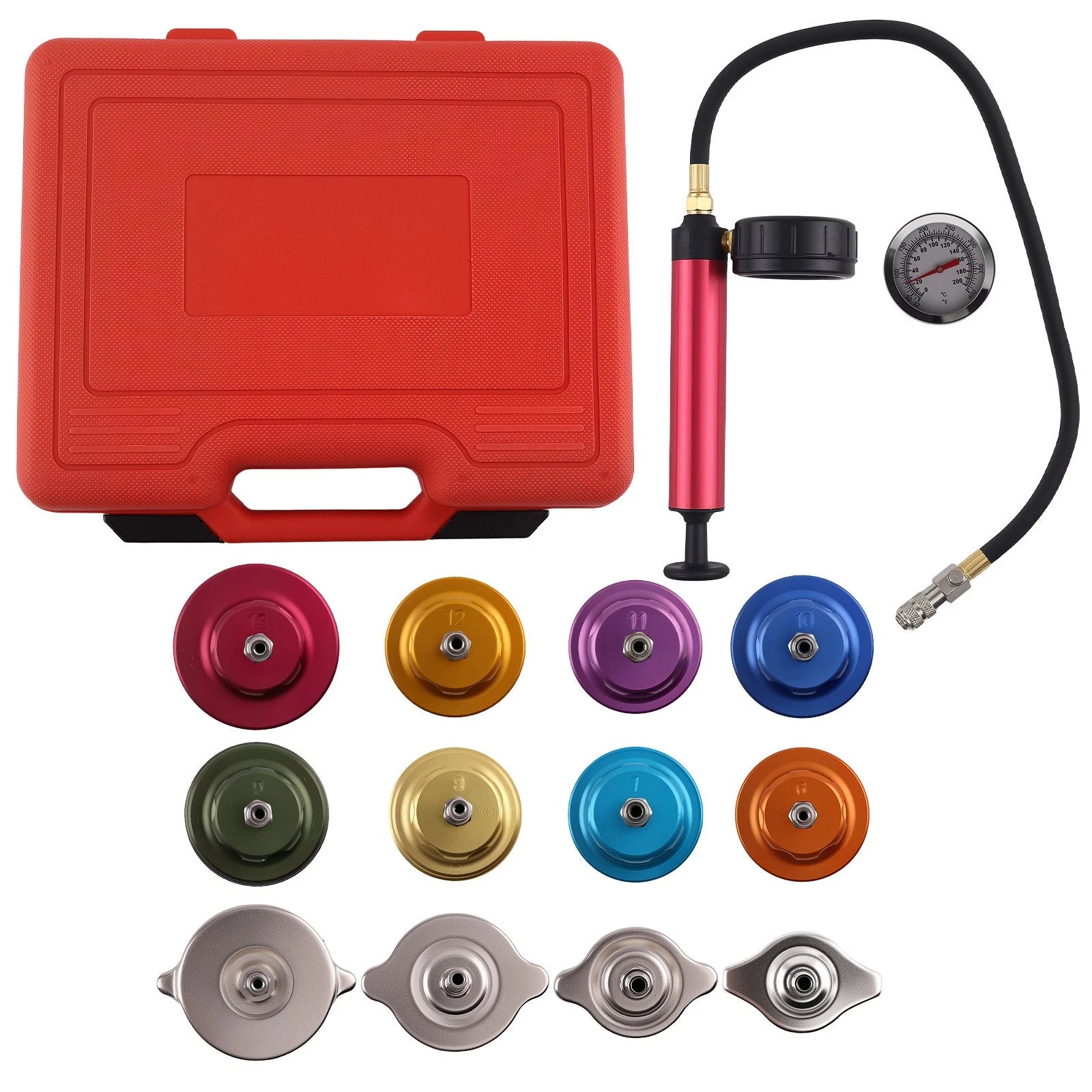 Radiator Pressure Leak Tester Gauge Set for Coolant System (Universal)