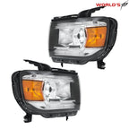 Set of 2 Front Headlights for GMC Canyon (2015–2022) Halogen with LED DRL Chrome