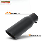 Slant Muffler with 2.5" Inlet, 3" Outlet, Black Stainless Steel Tip 8.5"L