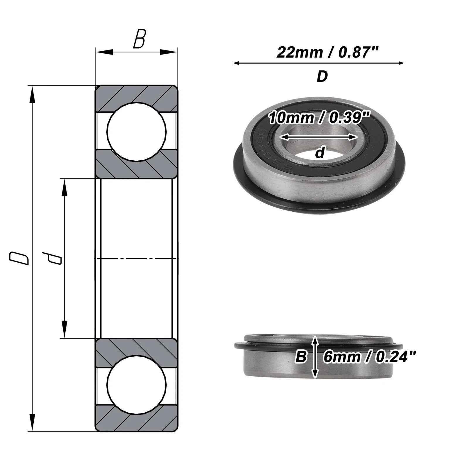 6900NR2RS Deep Groove Ball Bearings for Scooter Skateboard (10x22x6mm)