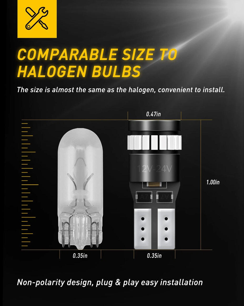 Set of 2 LED T10 Wedge Parking Dome License Light Bulbs for Make Model