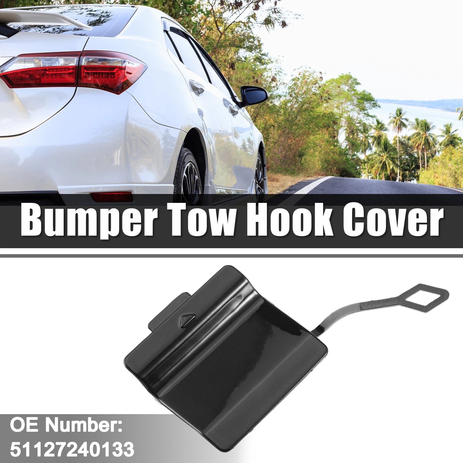 Tow Eye Hook Cover Cap for BMW 550i (2011–2013) - Black