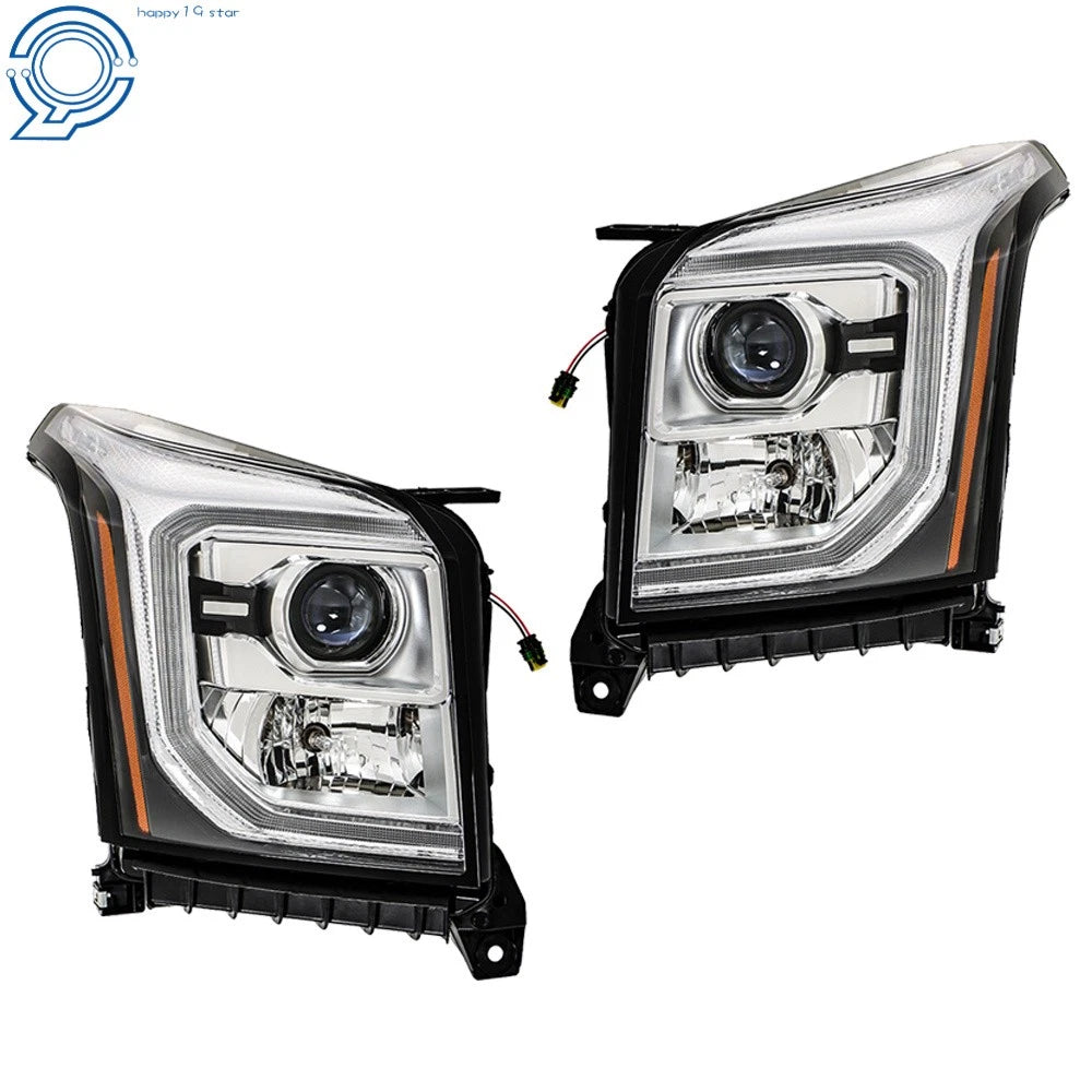 Pair HID LED DRL Projector Headlights for GMC Yukon XL (2015-2020)
