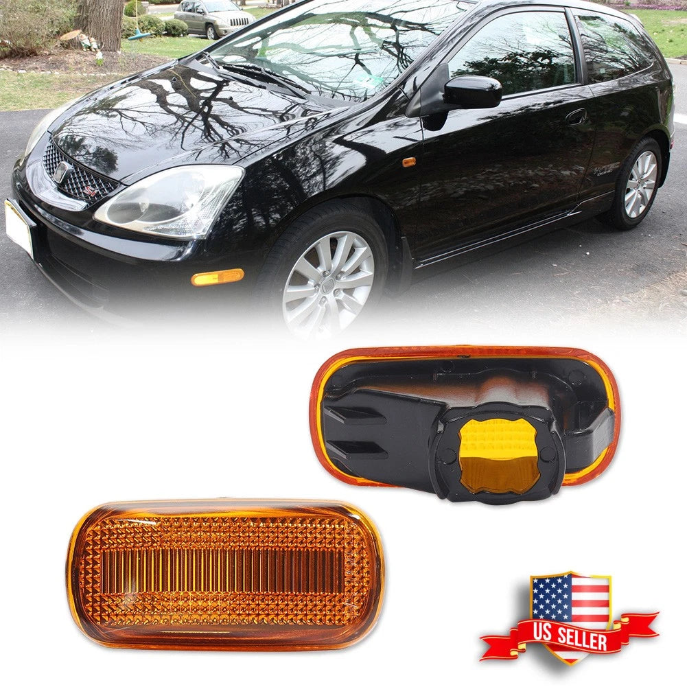 2X Amber Front Side Marker Lights for Honda Acura RSX Integra Civic (2002–2006)