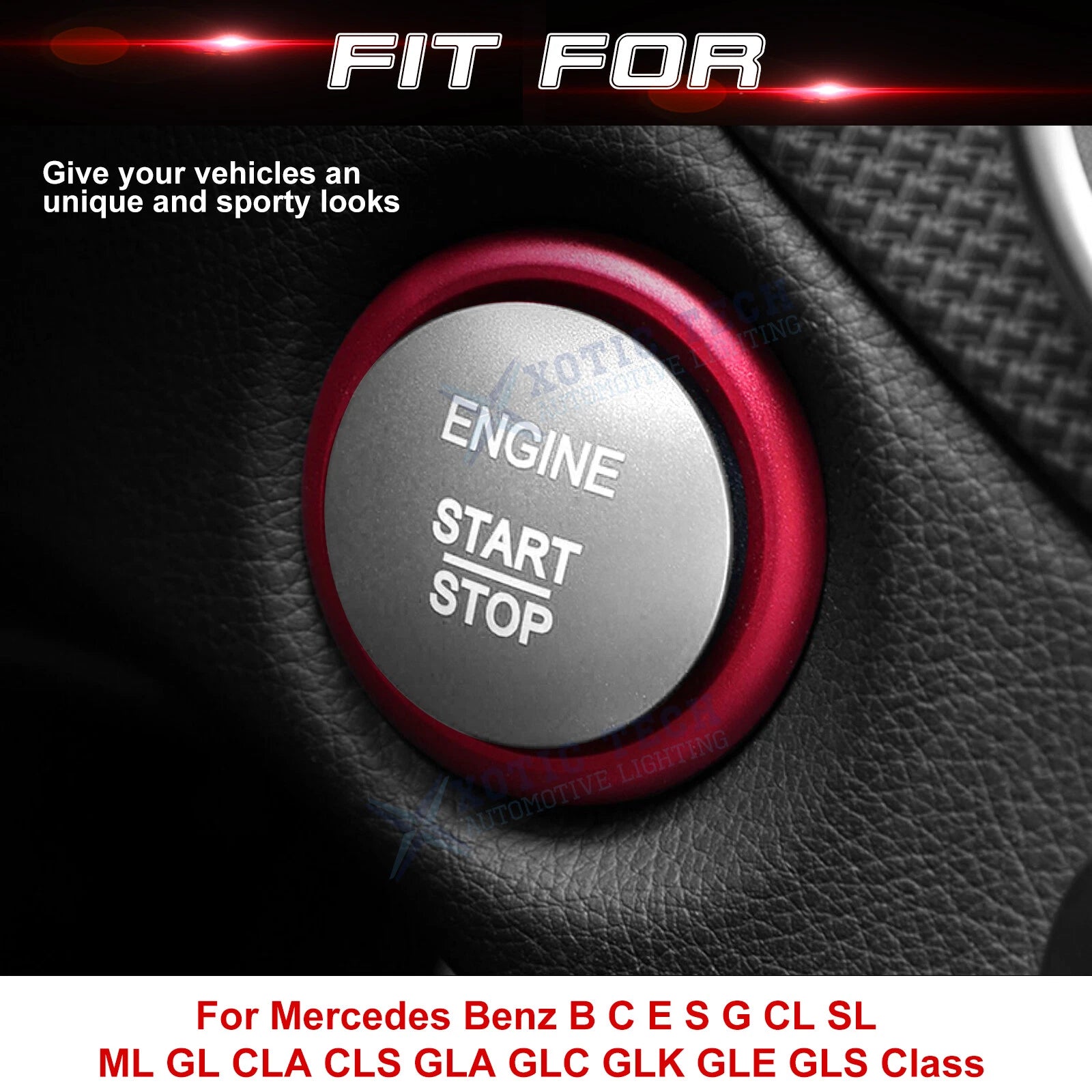 Red Engine Start Button Surround Ring Decor Trim for Mercedes CLA GLA (2013-2019)