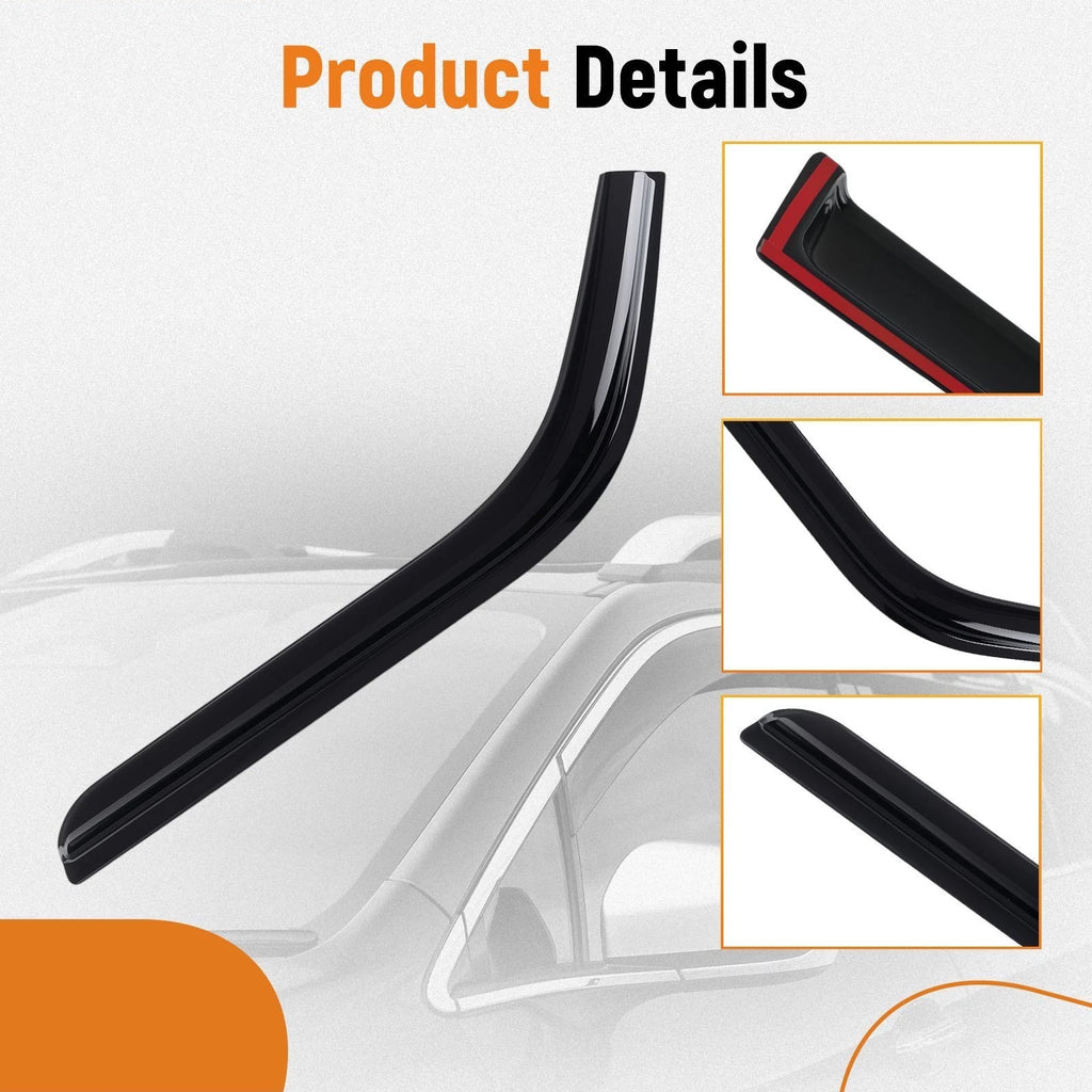 Black Window Rain Deflector for Ford F250 F350 F450 Super Duty (1999–2016)