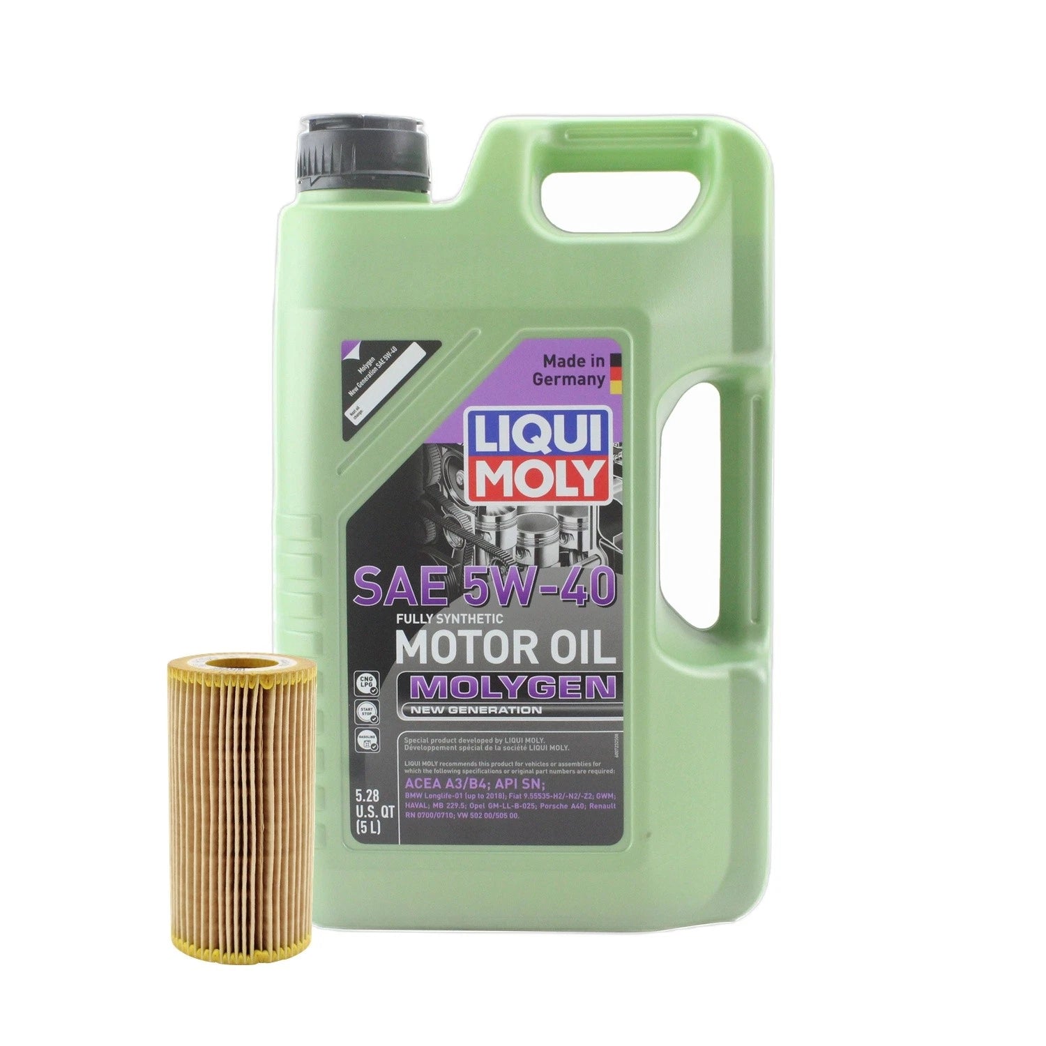 5L Liqui Moly Molygen 5W-40 Oil Change Kit for Audi A4 Quattro (2009–2016)