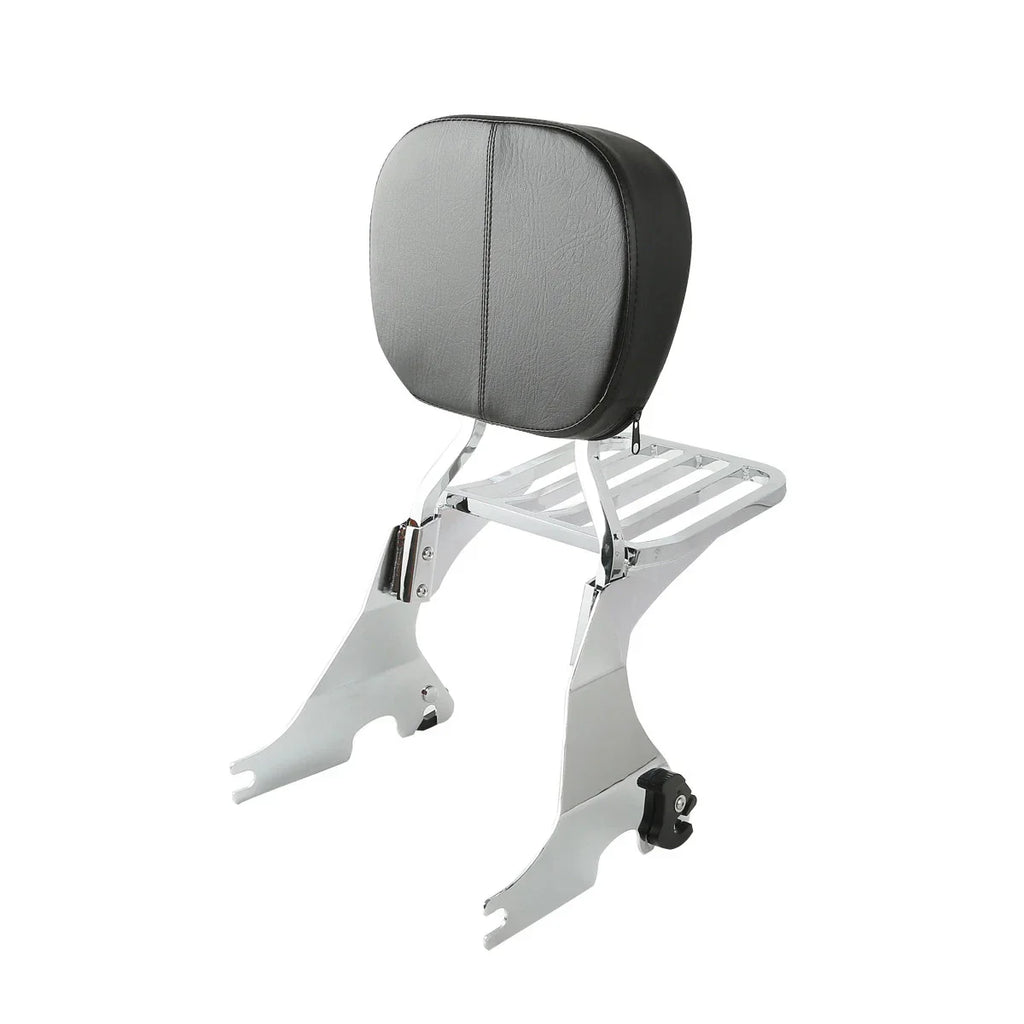 Chrome/Black Backrest Sissy Bar Luggage Rack for Harley Sportster (2004-2022)