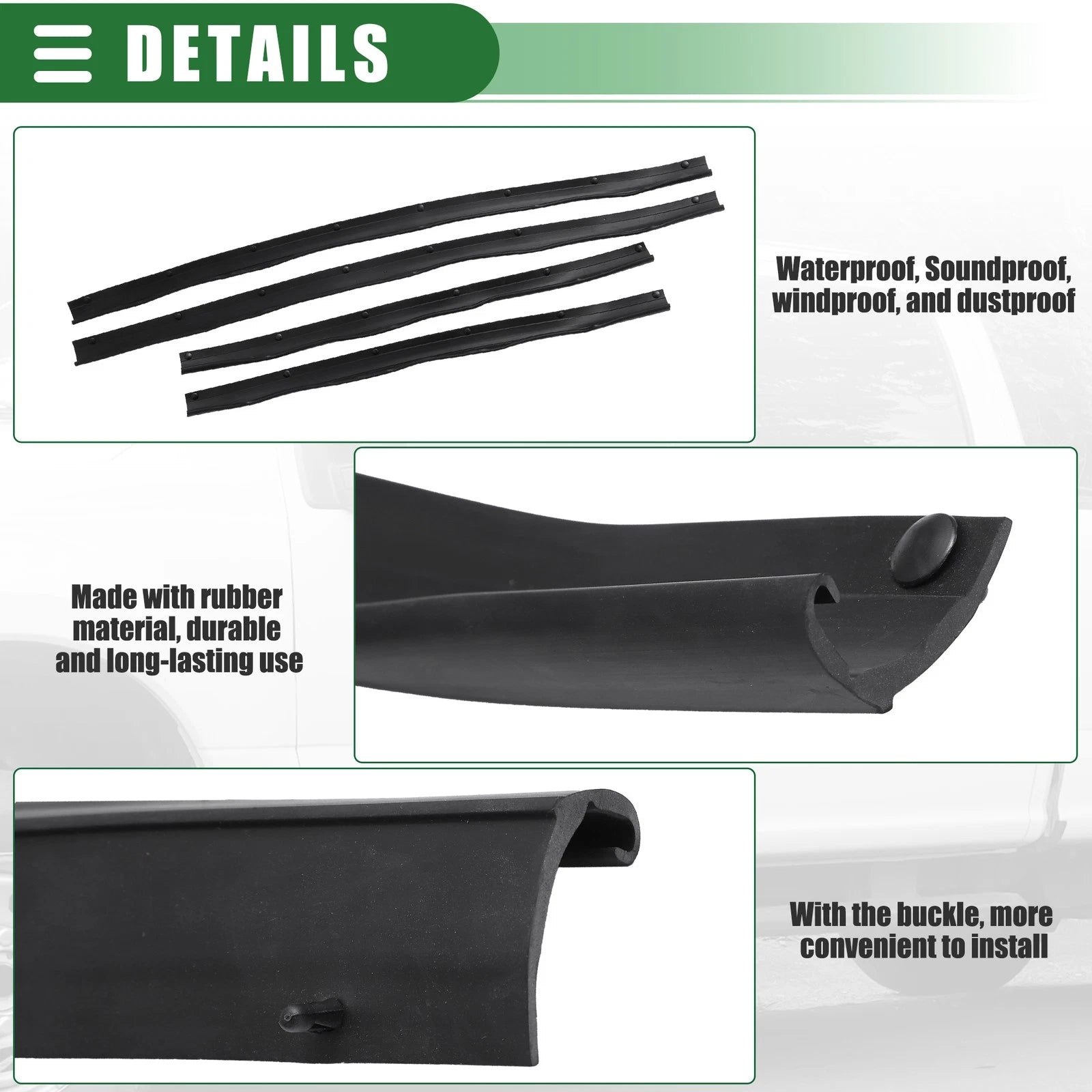 Set of 2 Front Rear Lower Door Weatherstrip for Ford F250 F350 (1999–2007) F81Z-2520758-AA