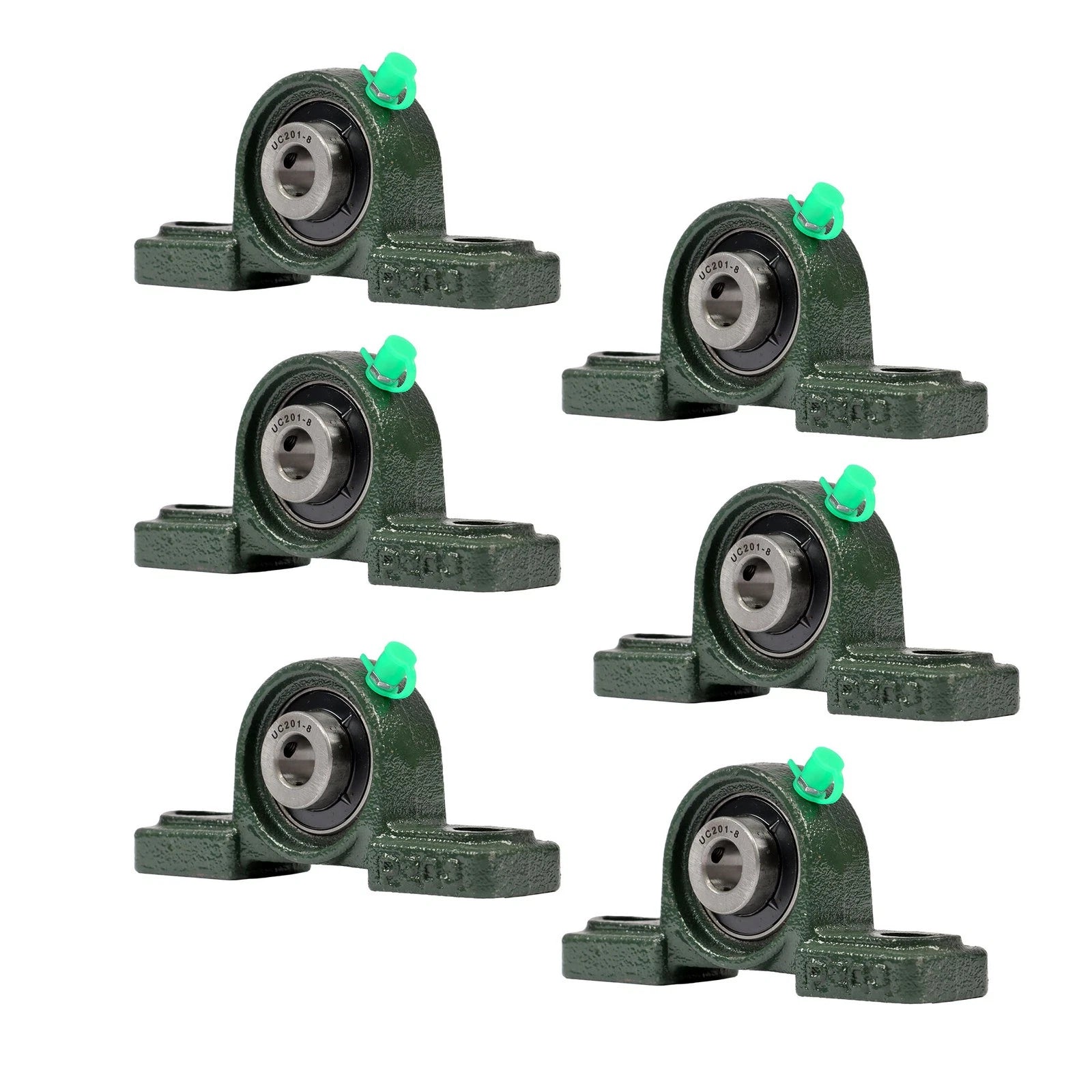 Set of 6 Pillow Block Bearings for UCP201-8 (Self-Aligning, 1/2" Bore)