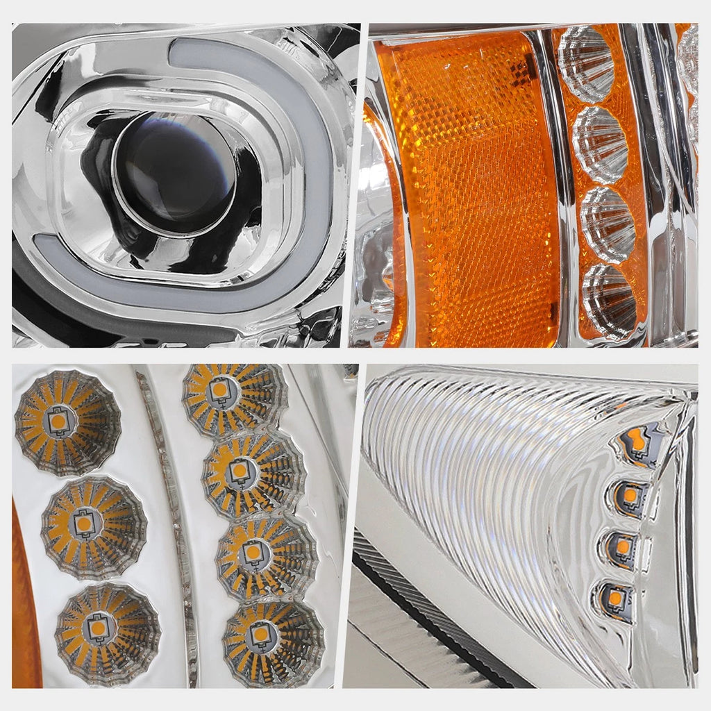 Full LED Dual C-Shape DRL Projector Headlights for International 4300 4400 (2002–2016)