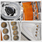 Full LED Dual C-Shape DRL Projector Headlights for International 4300 4400 (2002–2016)