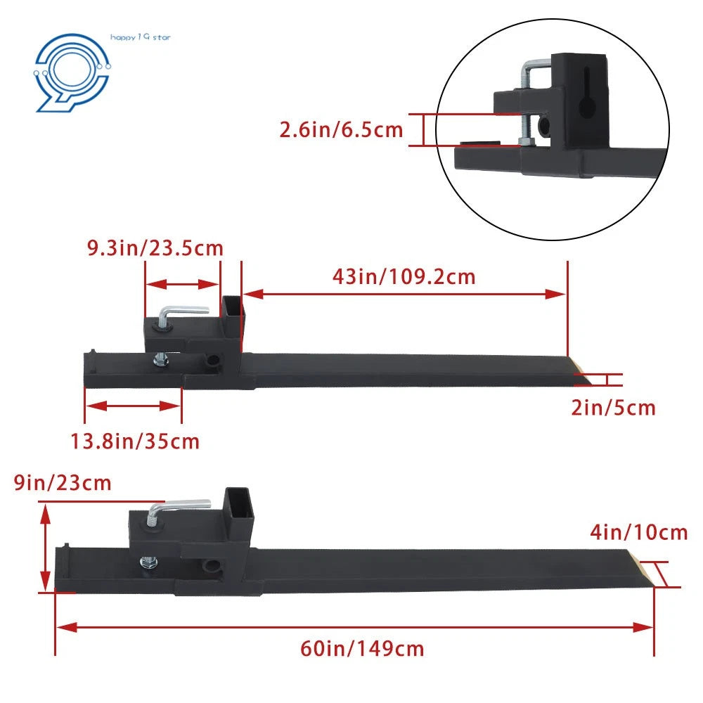Clamp on Bucket Pallet Forks for Tractor Loader Skid Steer (60 Inch)