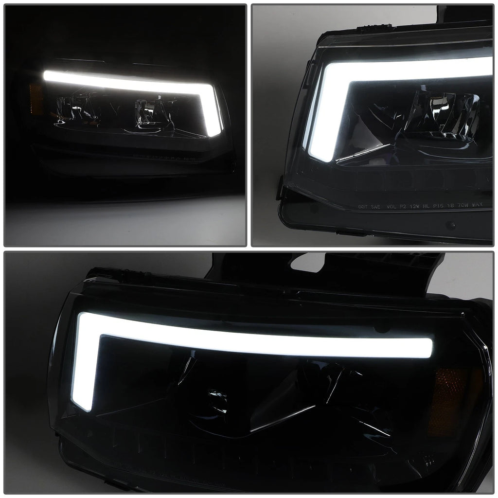 LED Headlight Lamps for Chevy Camaro (2014–2015) - Black Housing, Sequential Signal