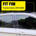 Chrome Glossy Carbon Fiber Window Pillar Post Trim for Toyota Camry (2018–2024)
