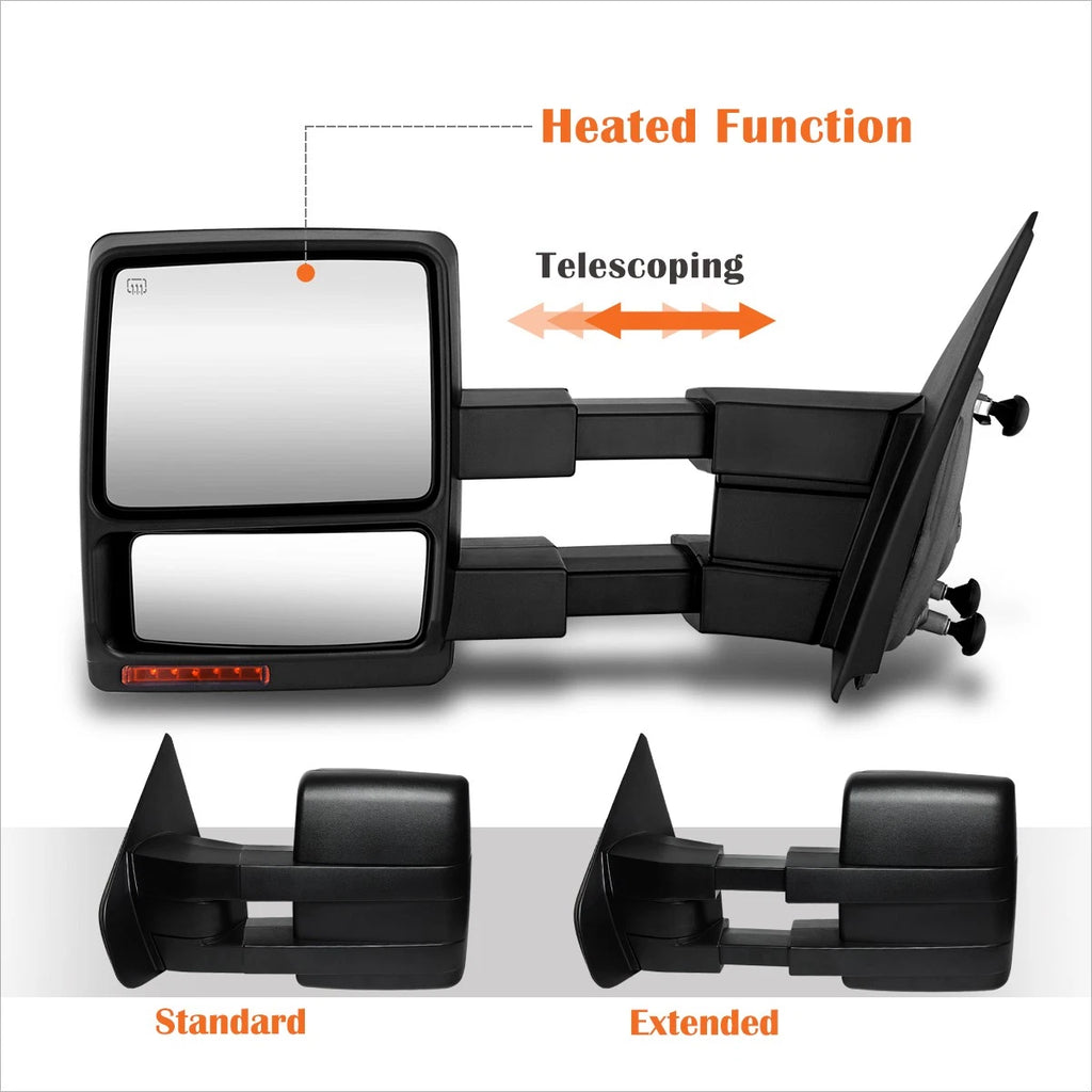 Power Heated LED Signal Puddle Lamp Side Towing Mirror for Ford F150 (2004–2014)