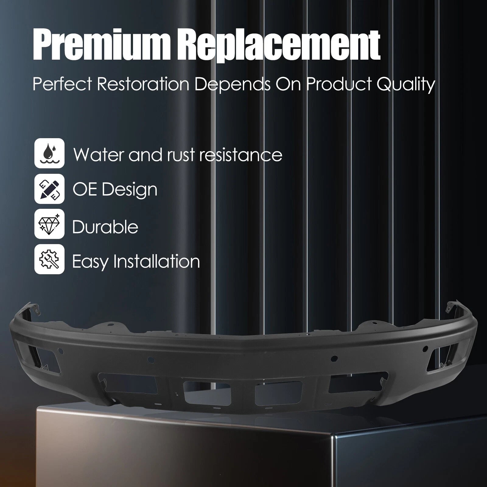 Black Steel Front Bumper for Chevy Silverado 1500 (2014–2015) with Sensor Holes