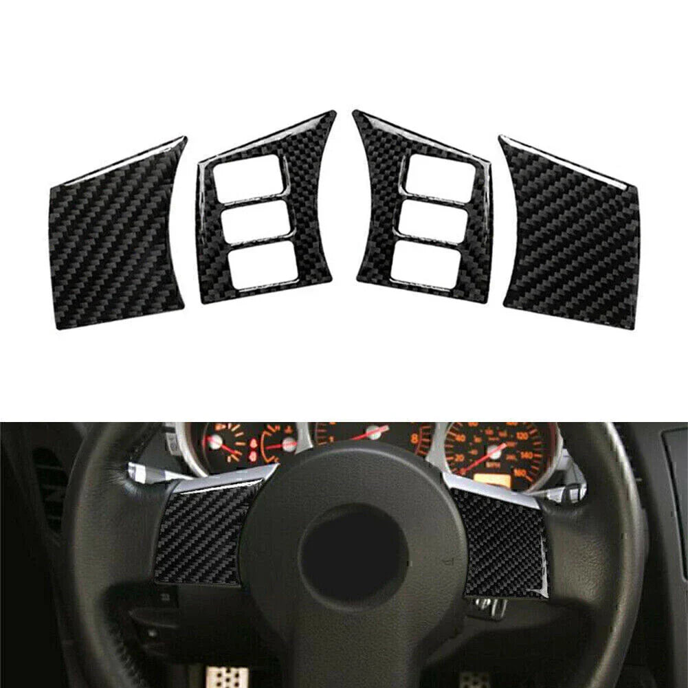4Pcs Carbon Fiber Steering Wheel Panel Covers for Nissan 350Z (2006-2009)