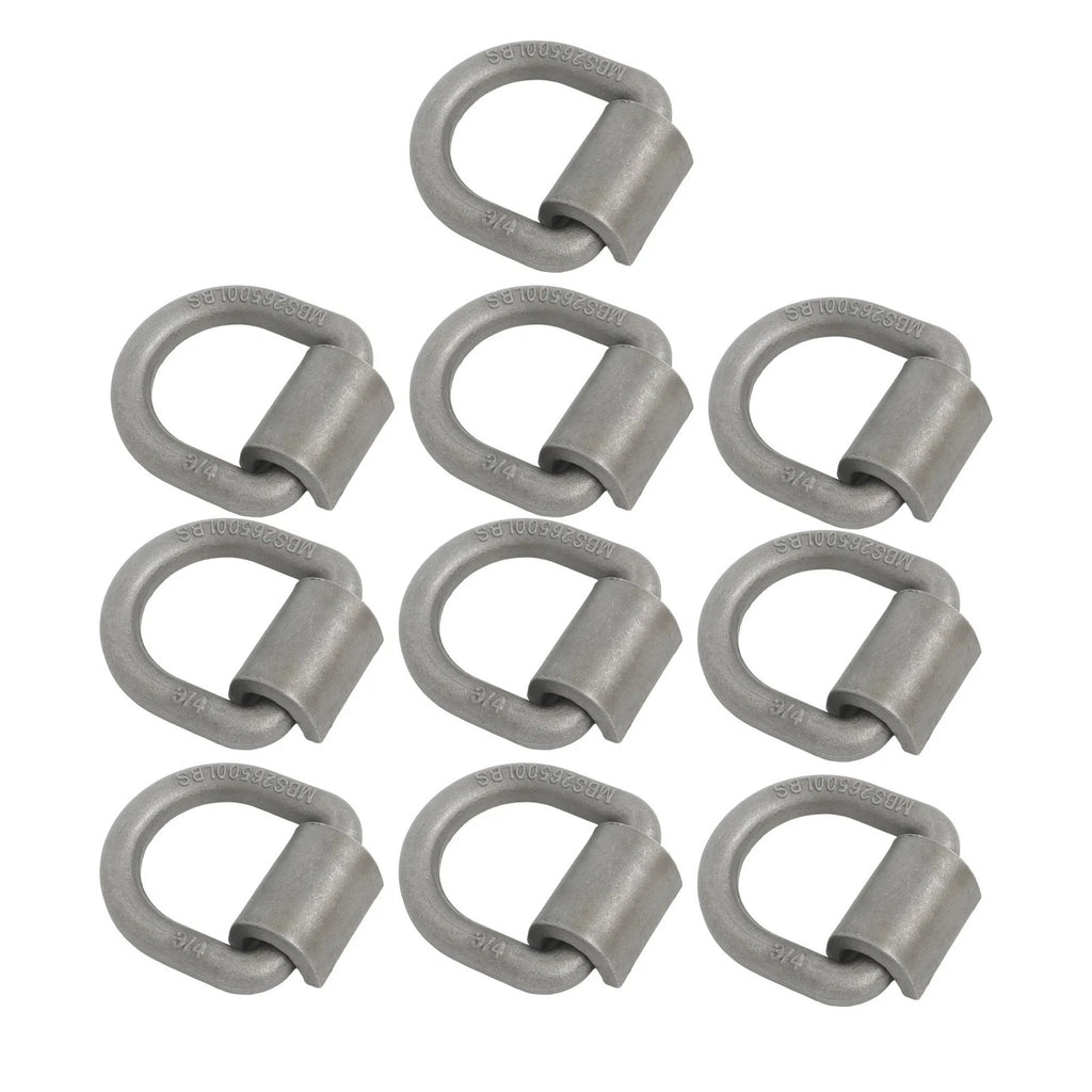 Set of 10 Heavy Duty 3/4" Weld-On Forged D Rings for Flatbed Truck Trailer
