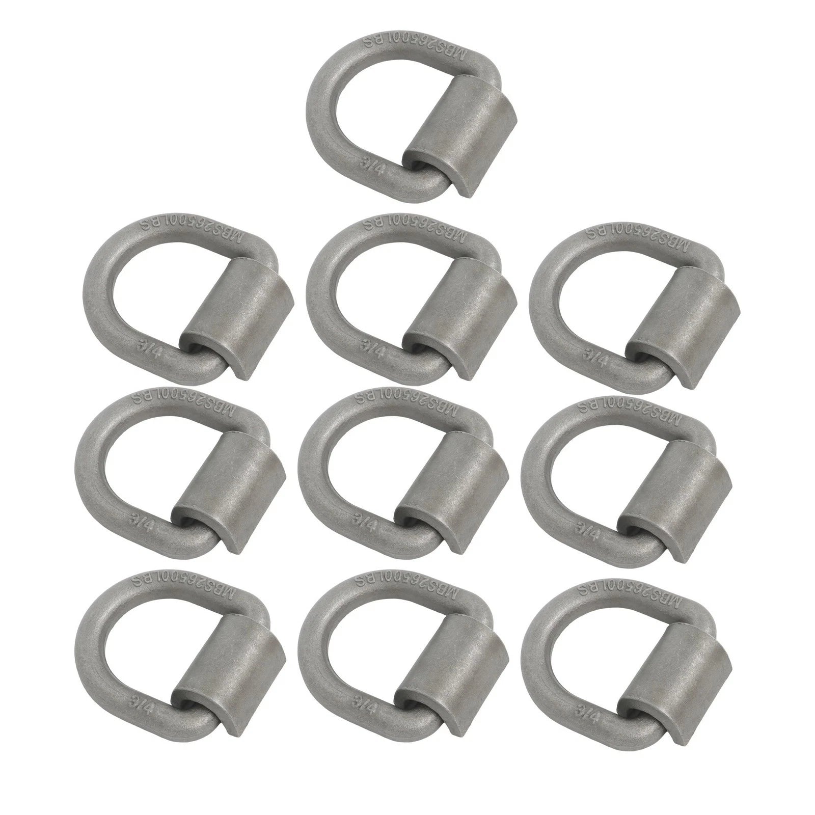 Set of 10 Heavy Duty 3/4" Weld-On Forged D Rings for Flatbed Truck Trailer