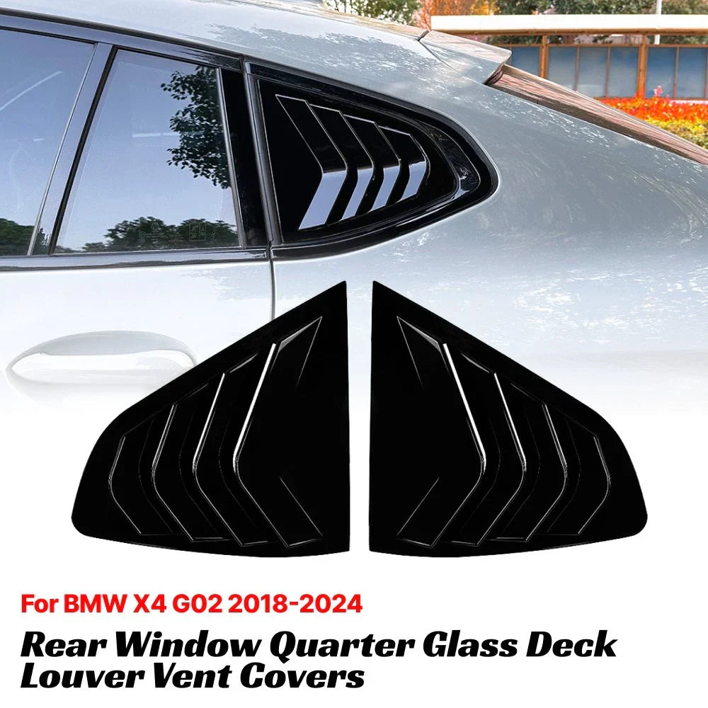 Vent Covers Premium Gloss Black Rear Window Quarter for BMW X4 G02 (2018–2024)
