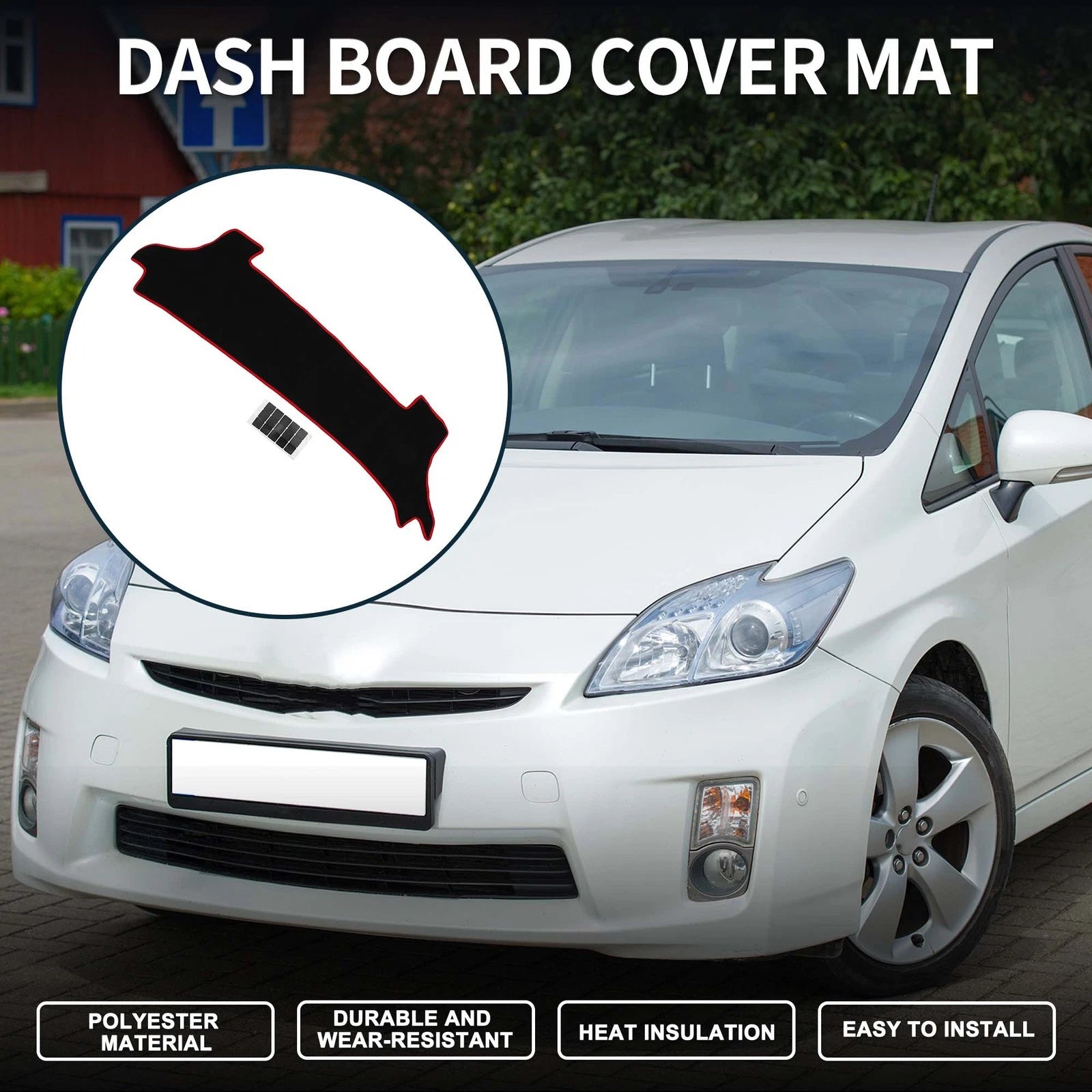 Dashboard Cover Mat for Toyota Prius (2023–2024) with Sticker Black Red