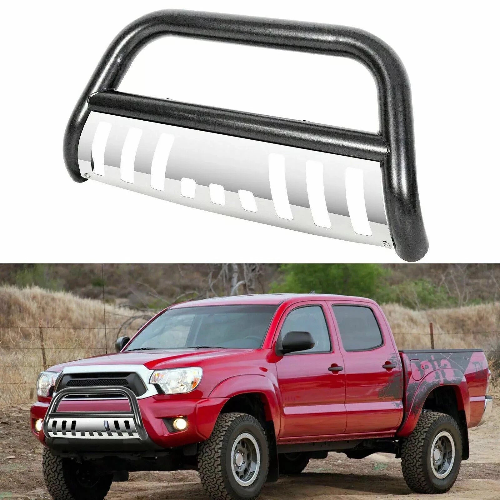 3" Bull Bar Push Bumper Grille Guard for Toyota Tacoma (2005–2015) Black Steel
