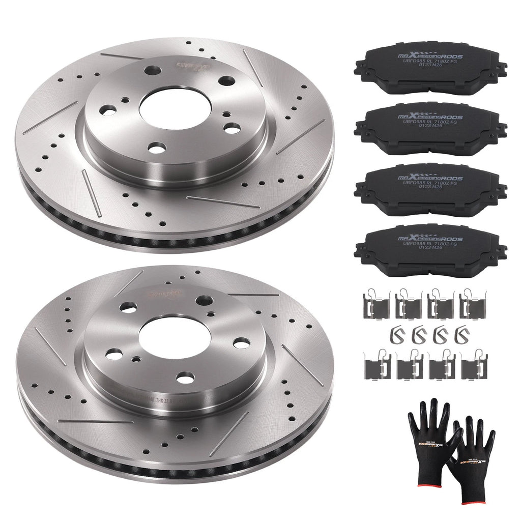 Front Brake Rotors & Ceramic Pads Kit for Toyota Prius V (2012–2017), RAV4 (2006–2018)