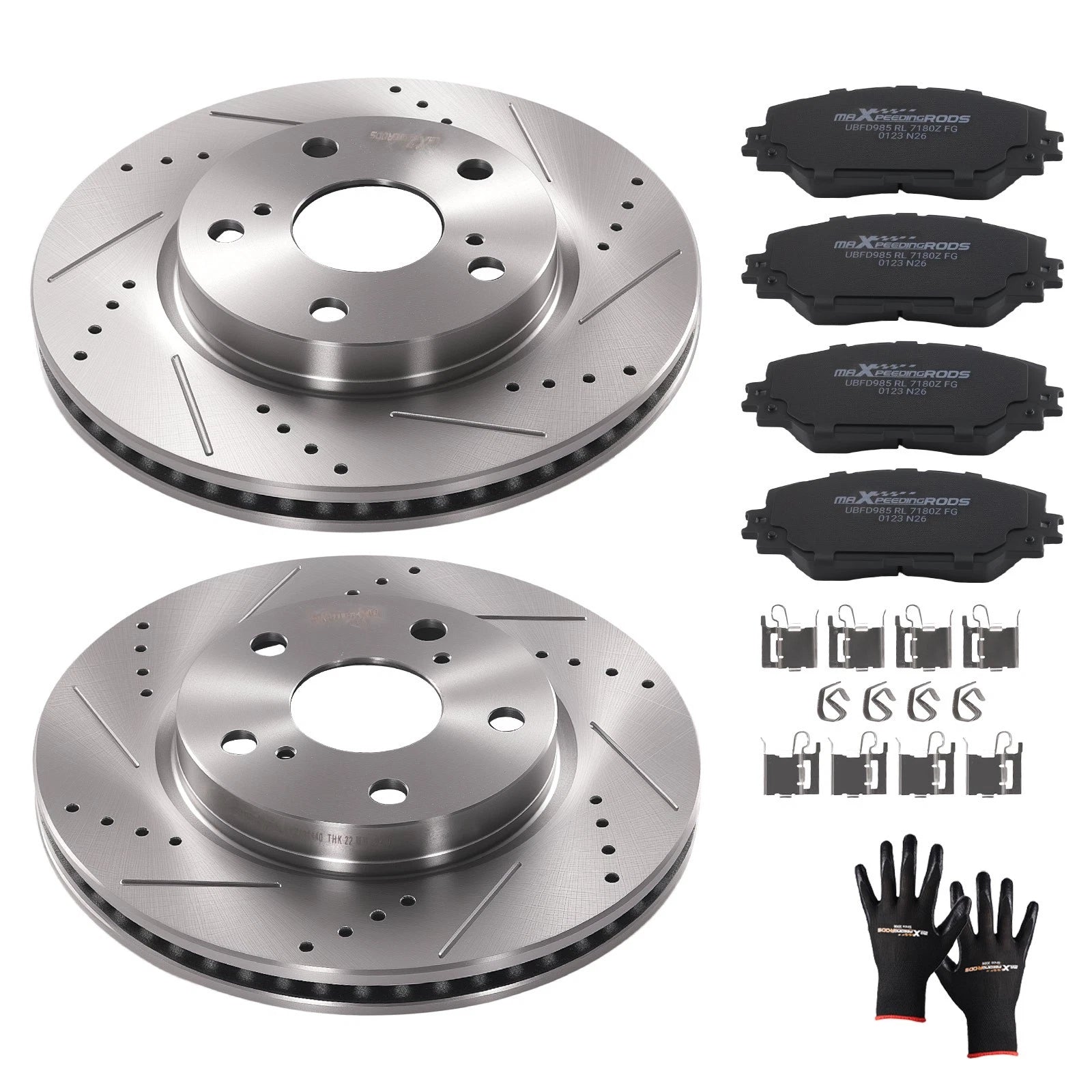 Front Brake Rotors & Ceramic Pads Kit for Toyota Prius V (2012–2017), RAV4 (2006–2018)